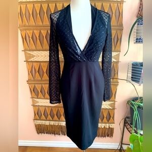 BNWT Black Long Sheer Sleeve Sequin Cocktail Dress